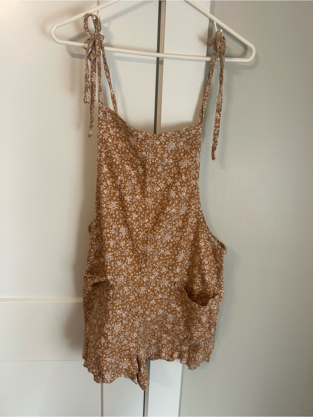 Vanilla Star Rust Floral Tie-Strap Romper - Picture 2 of 5